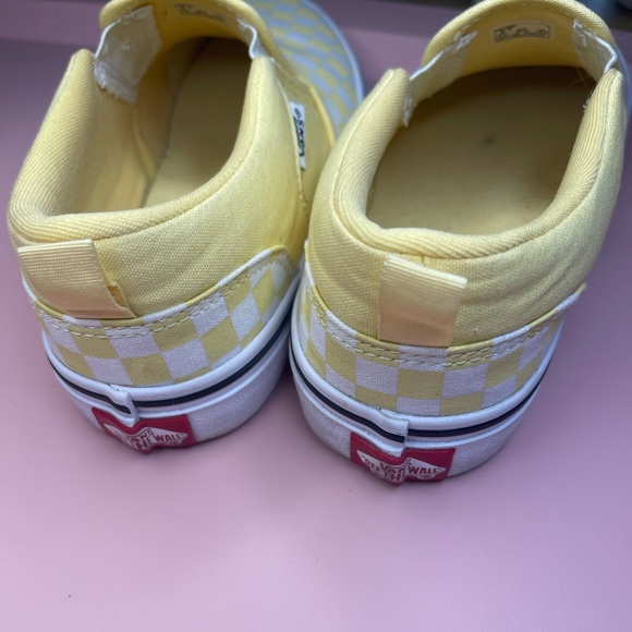 Vans Classic Slip Ons. Pastel Yellow and White Checkered - Picture 5 of 6